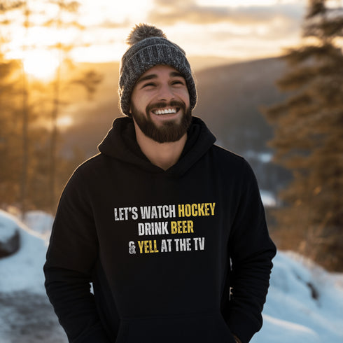 C & Win Sports Let's Watch Hockey Hoodie Black / S - C & Win Sports